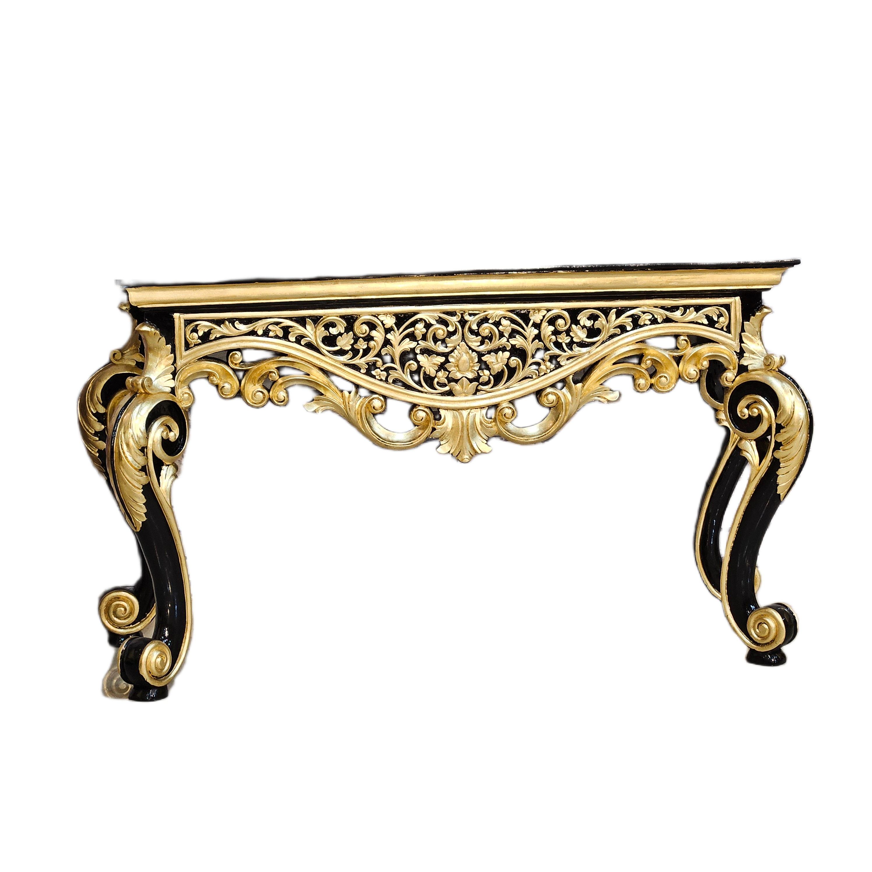 Handcrafted Carved Wooden Console Table with Elegant Design