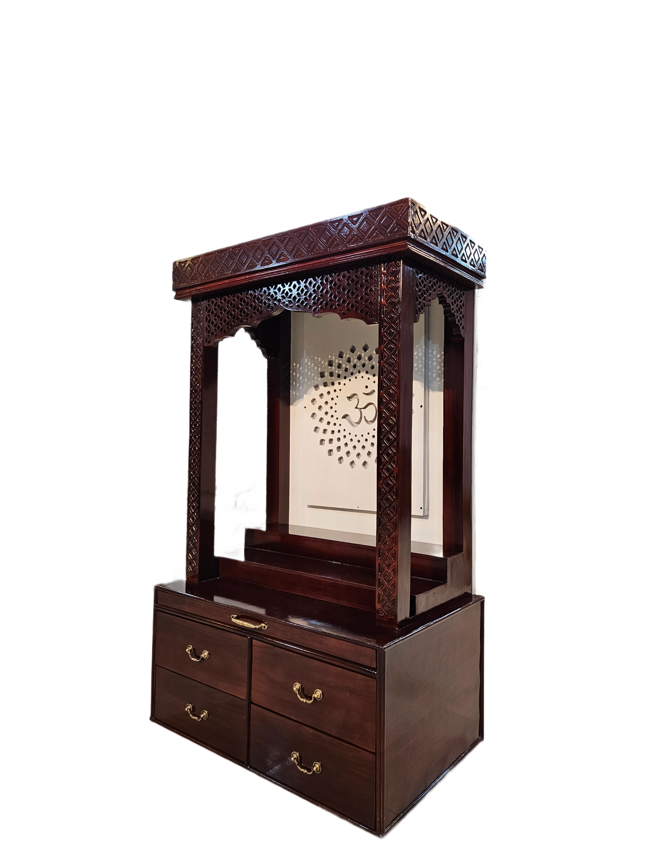 Handmade Wooden Temple with Fine Finishing