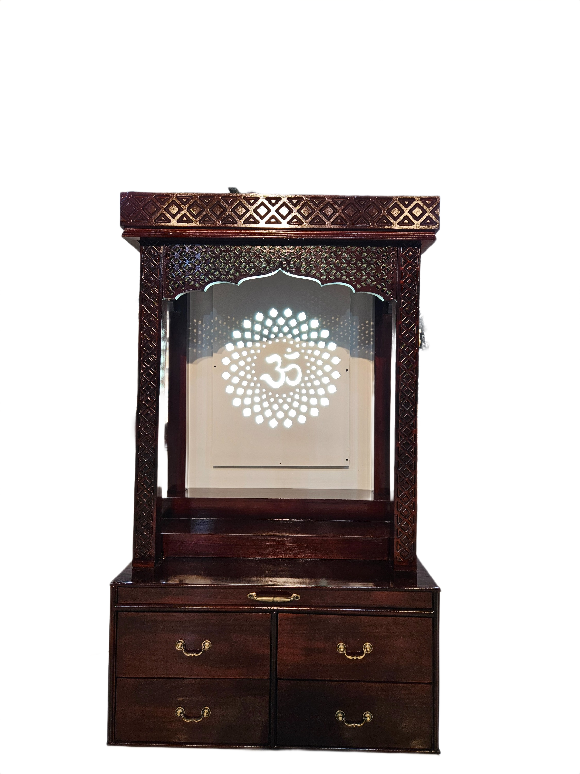 Handmade Wooden Temple with Fine Finishing