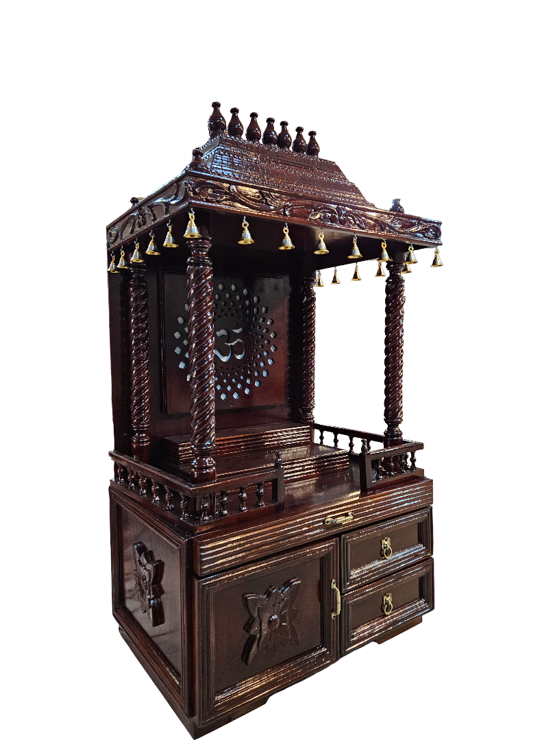 Decorative Wooden Pooja Mandir with Hand Carving