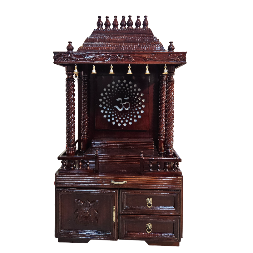 Decorative Wooden Pooja Mandir with Hand Carving