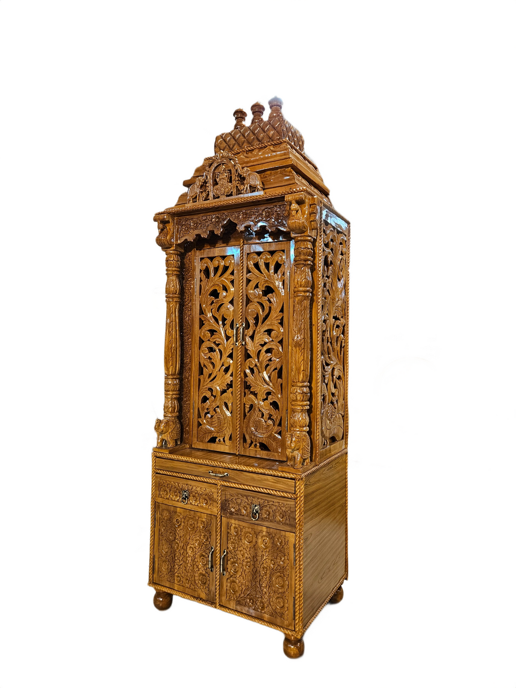 Premium Handmade Wooden Temple with Storage