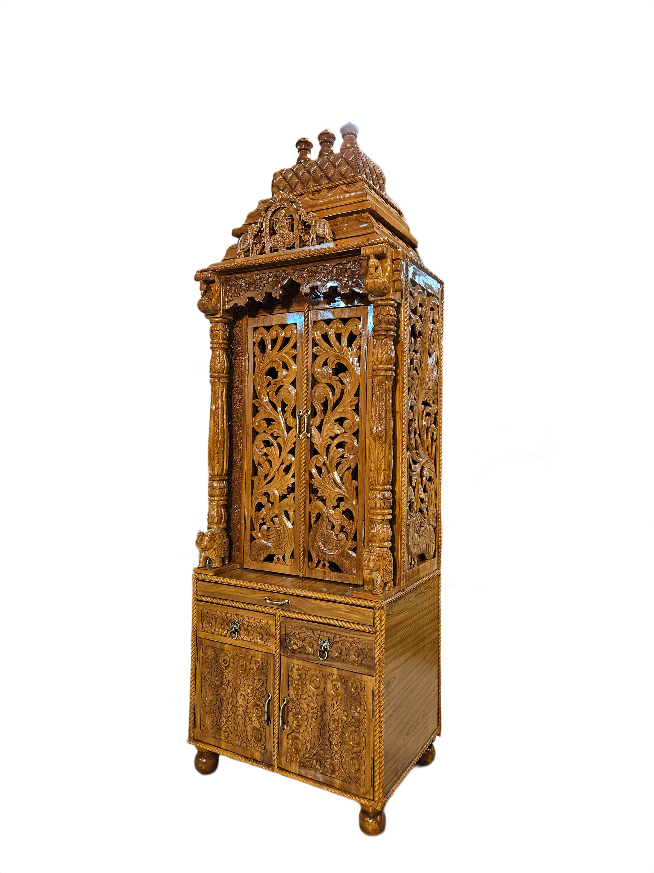 Premium Handmade Wooden Temple with Storage