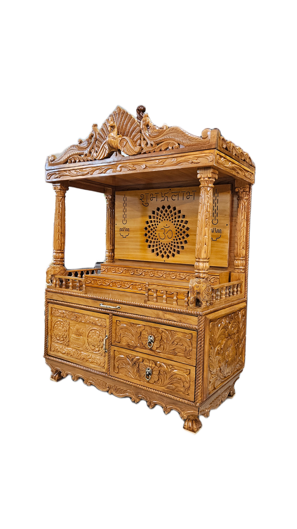 Durable Wooden Mandir with Minimalist Design