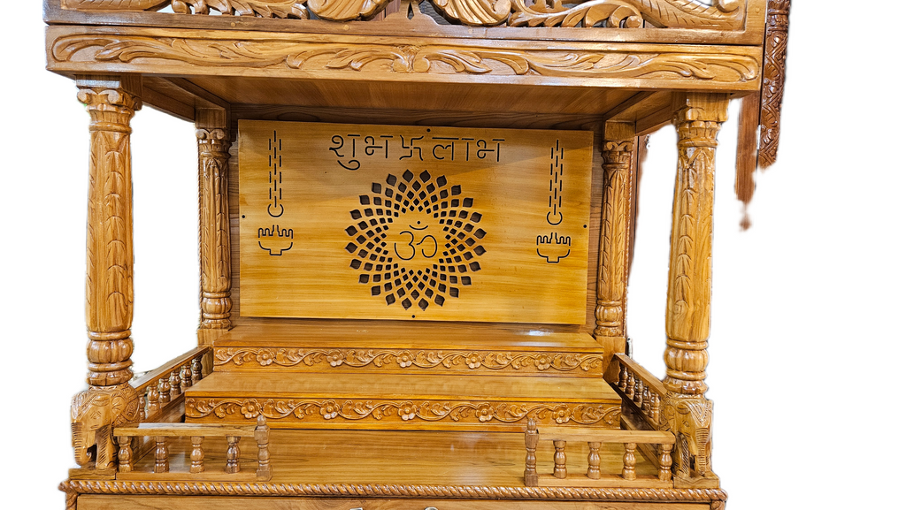 Durable Wooden Mandir with Minimalist Design