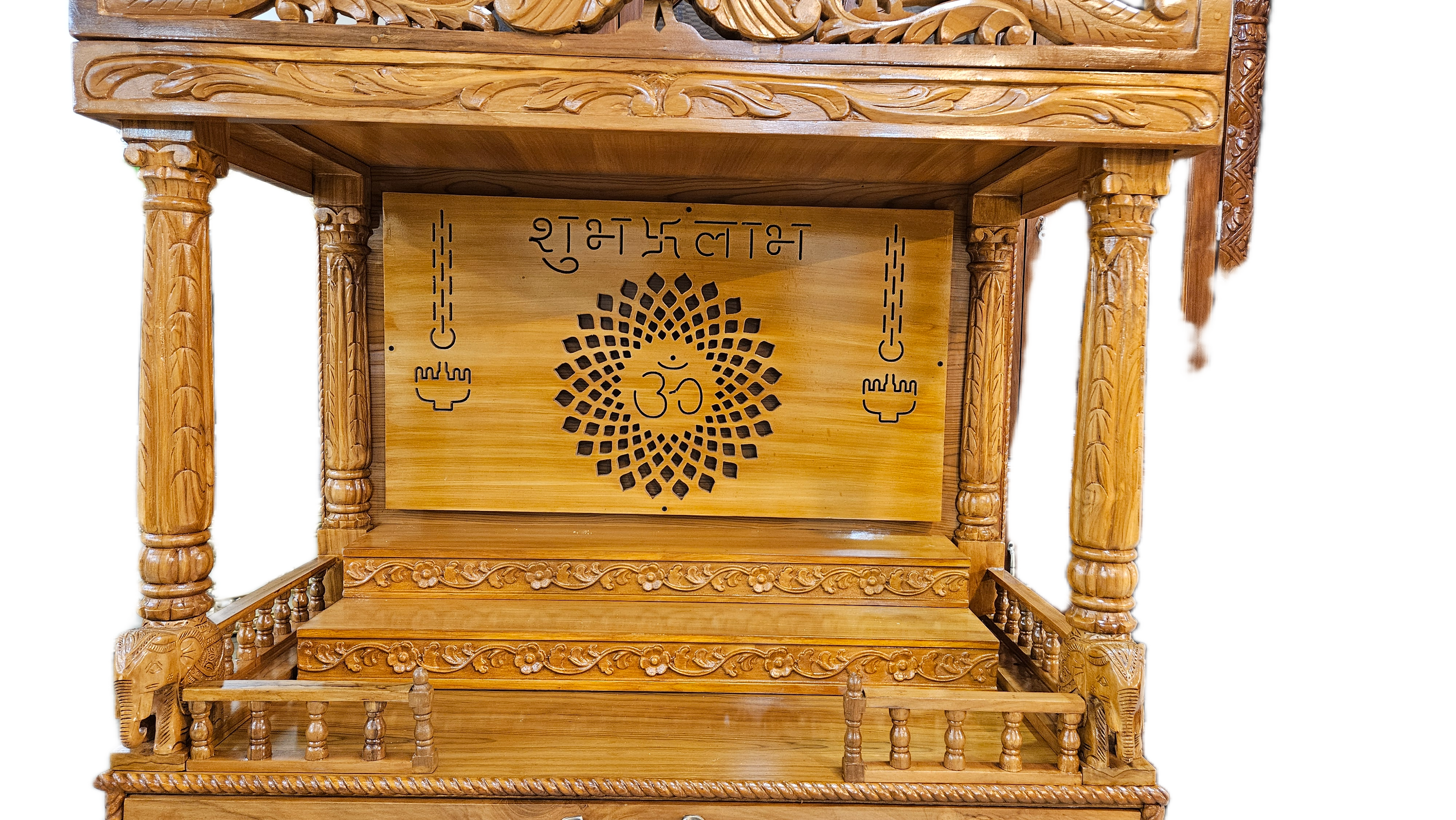 Durable Wooden Mandir with Minimalist Design