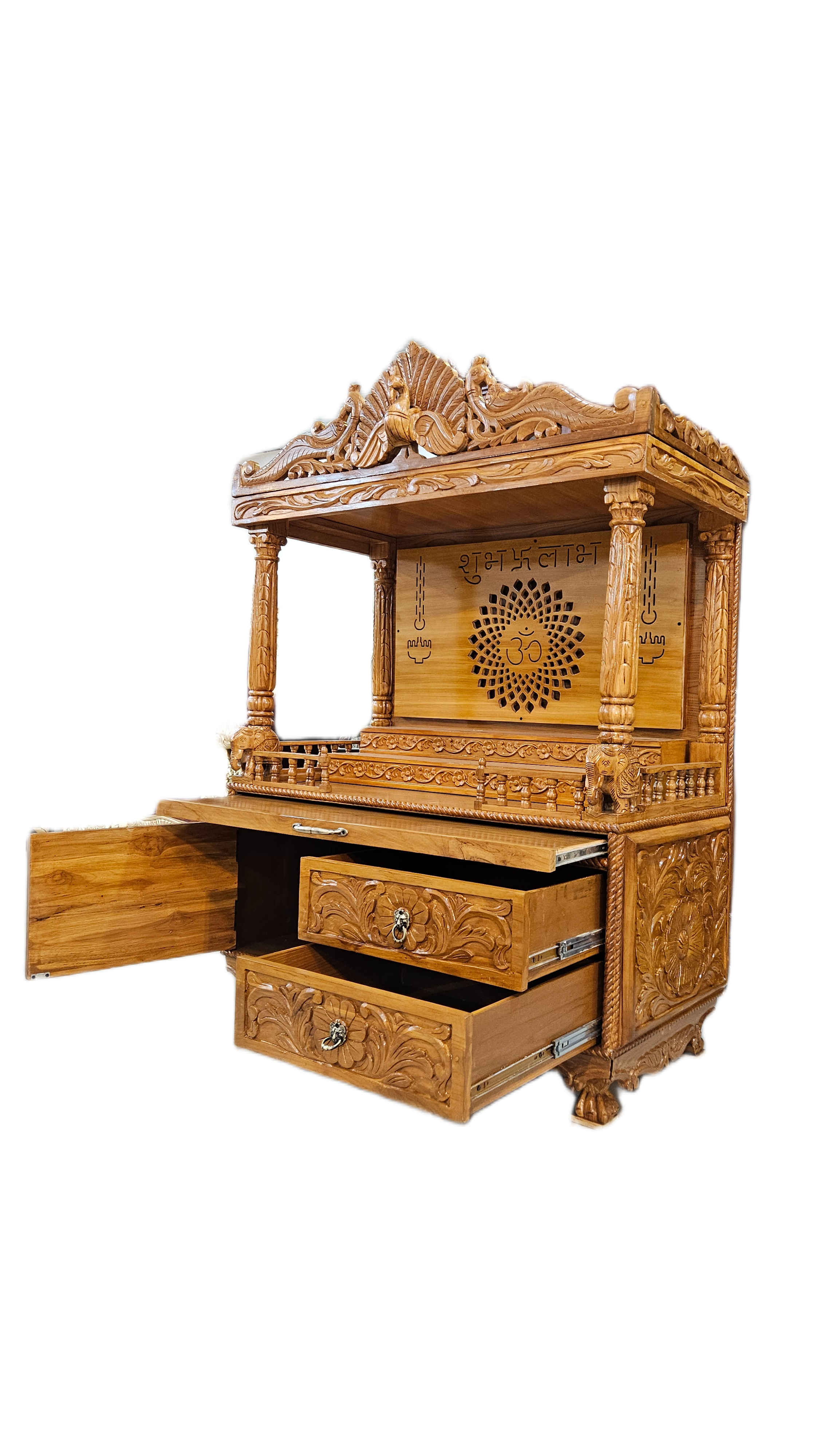 Durable Wooden Mandir with Minimalist Design