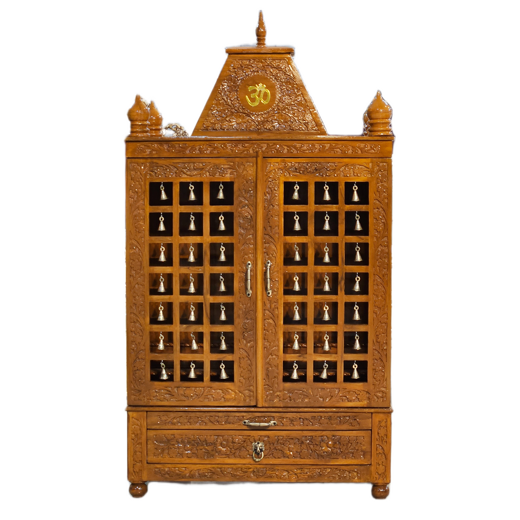 Decorative Wooden Pooja Mandir with Hand Carving