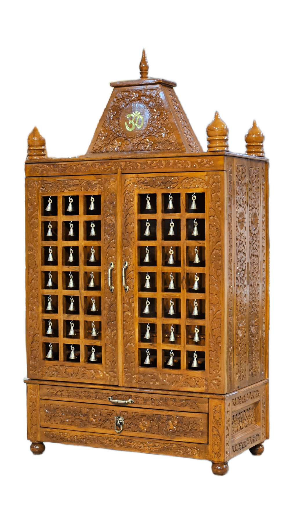 Decorative Wooden Pooja Mandir with Hand Carving
