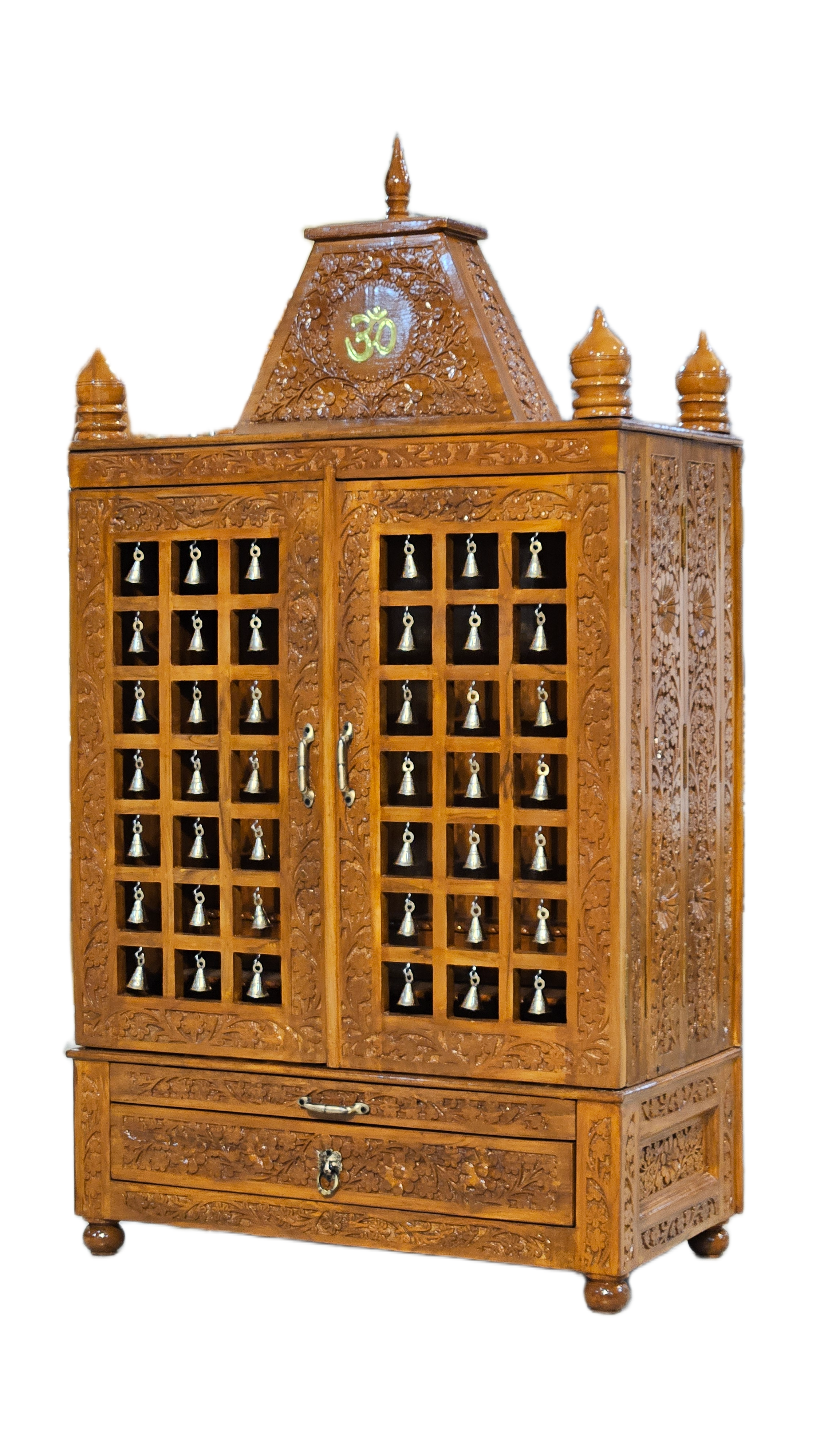 Decorative Wooden Pooja Mandir with Hand Carving