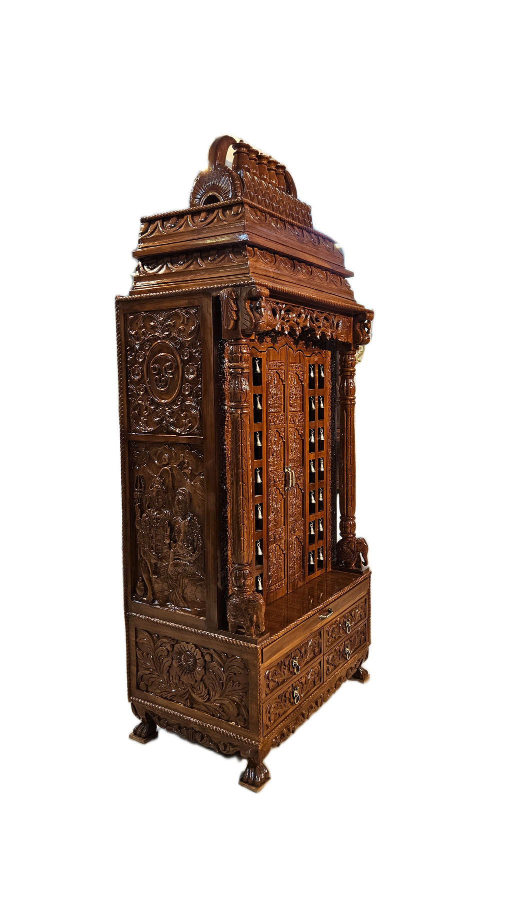 Elegant Home Pooja Mandir in Wooden Finish