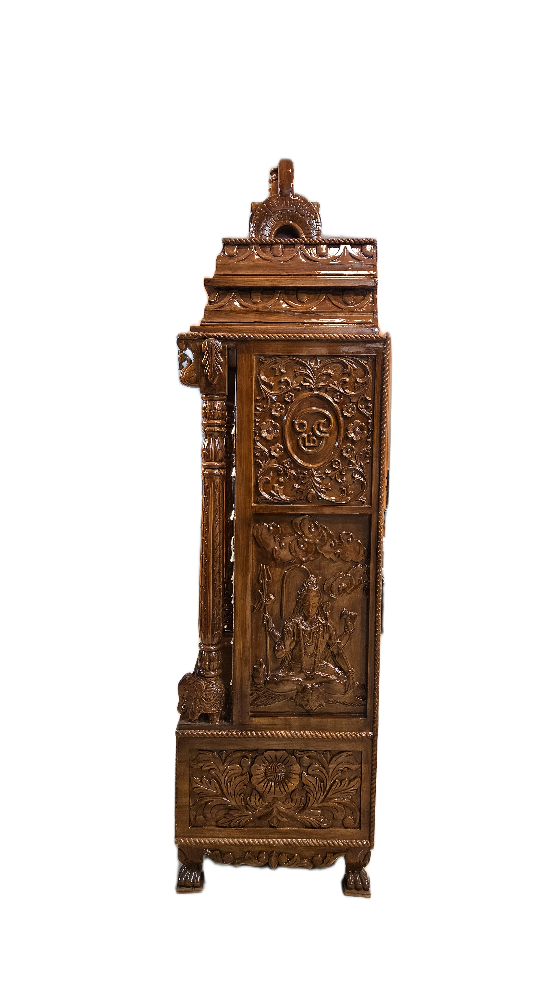 Elegant Home Pooja Mandir in Wooden Finish