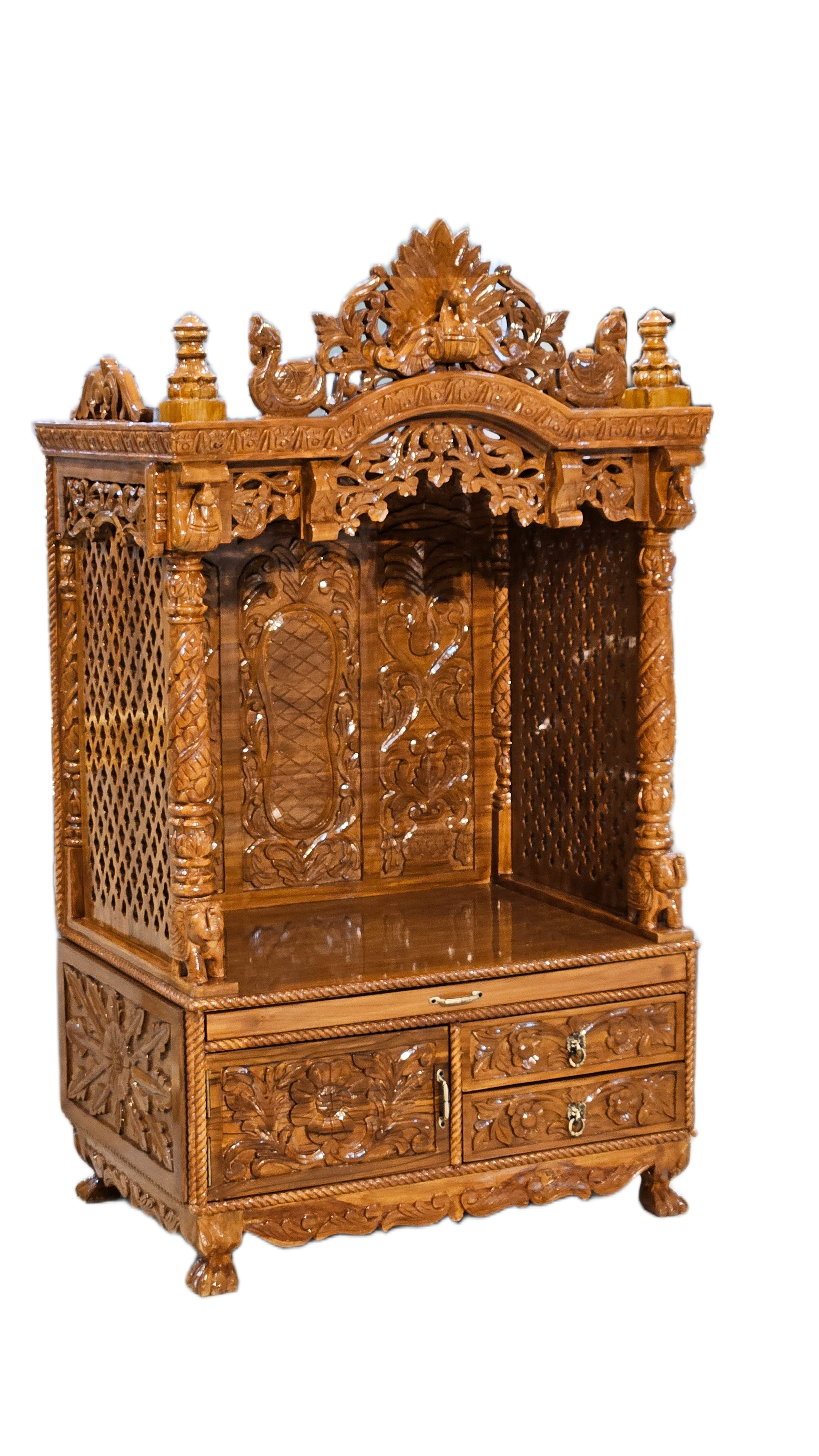 Modern Wooden Mandir with Smooth Polish