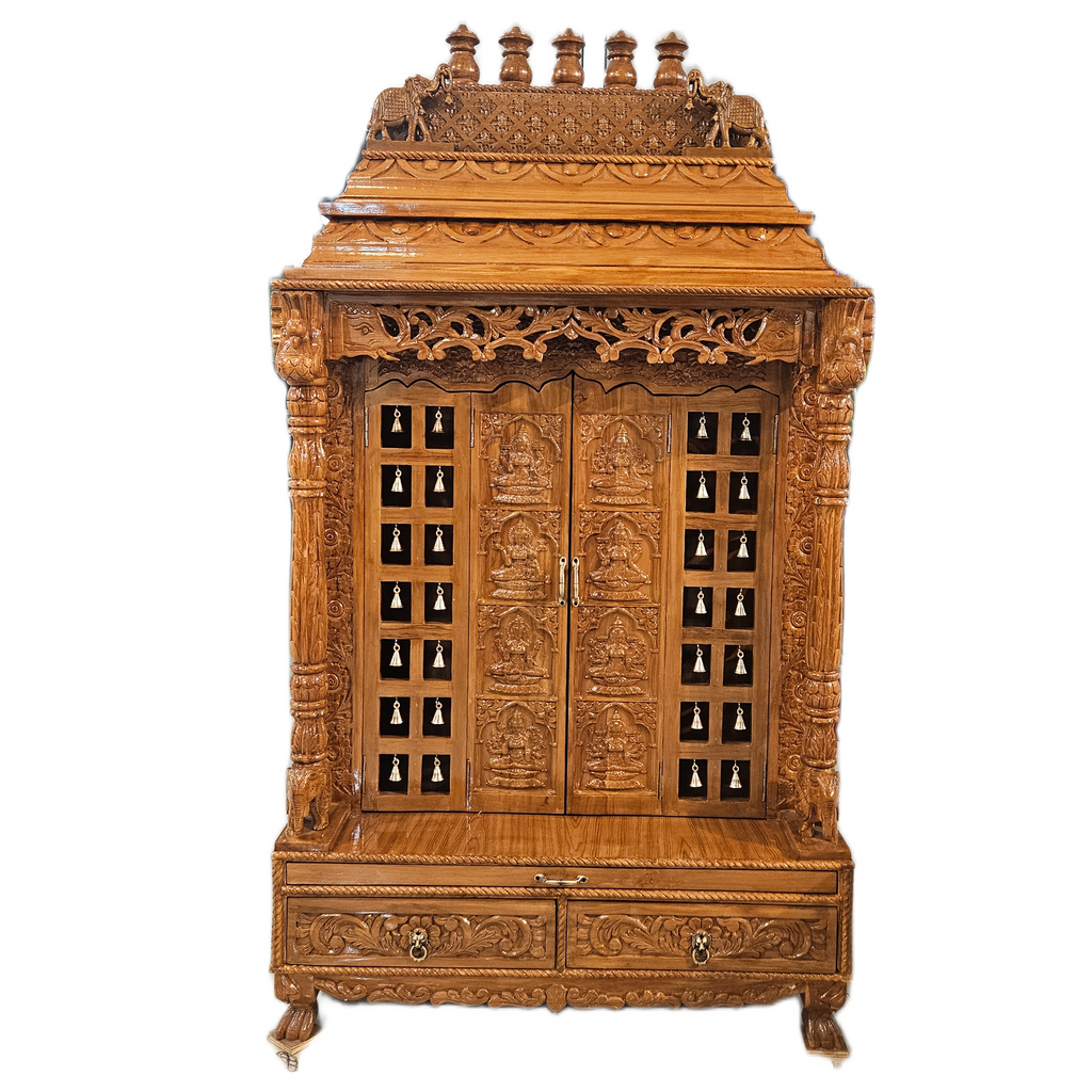 Premium Handmade Wooden Temple with Storage Options
