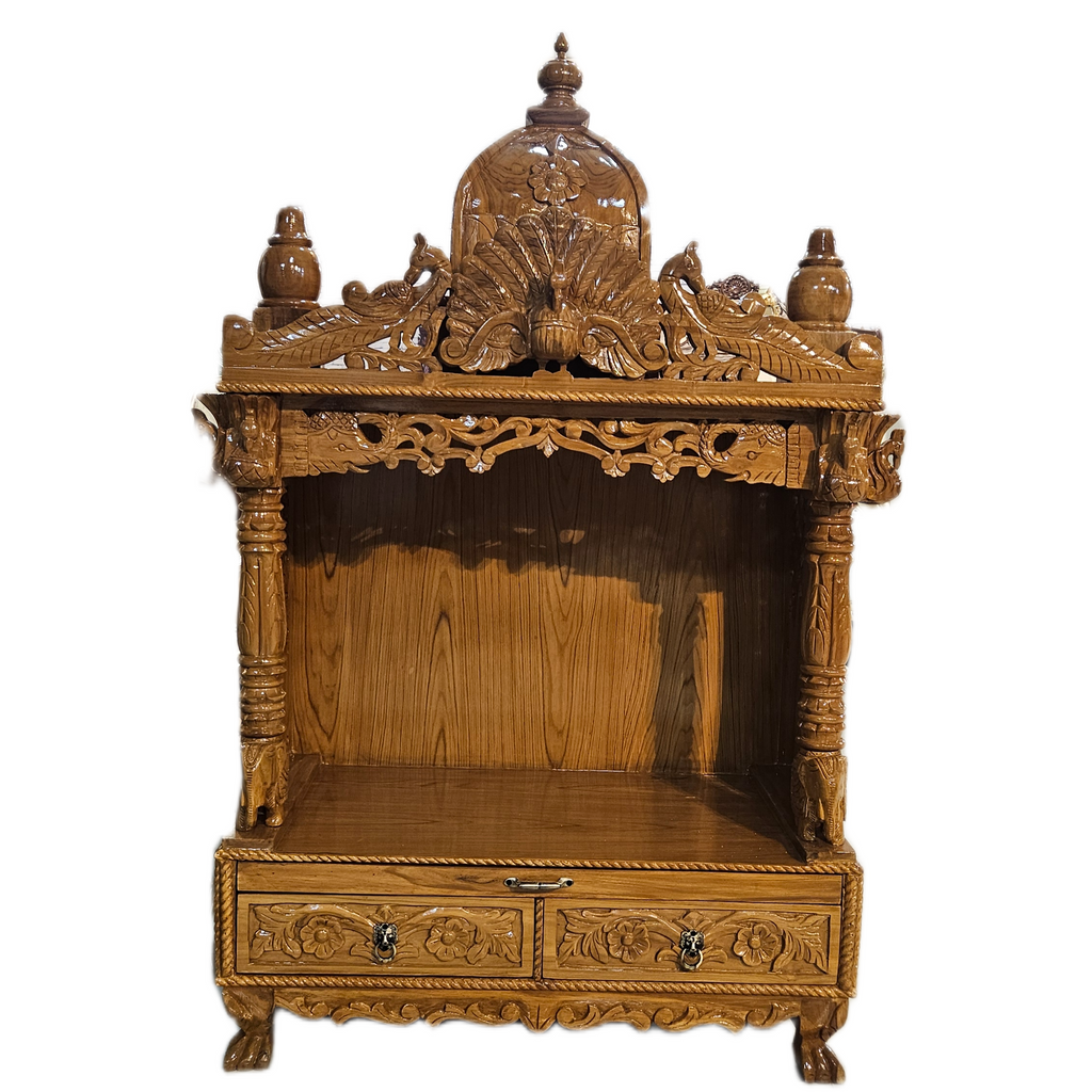 Premium Solid Wood Mandir with Polished Finish