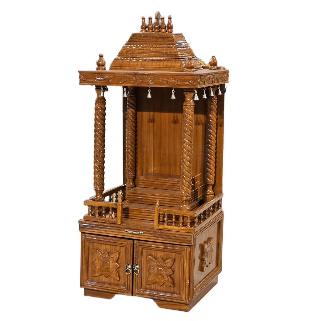 Elegant Home Pooja Mandir in Wooden Finish