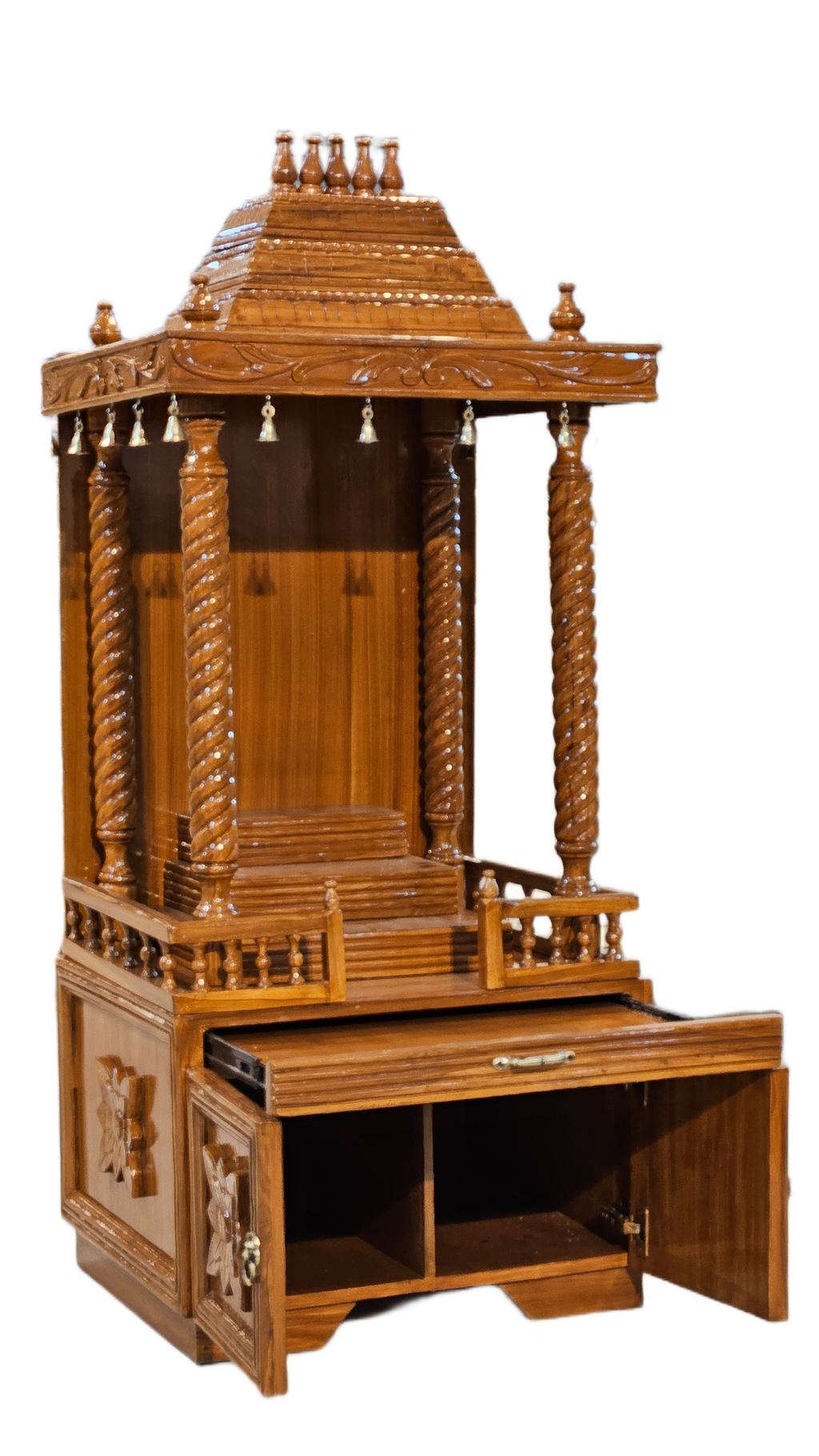 Elegant Home Pooja Mandir in Wooden Finish