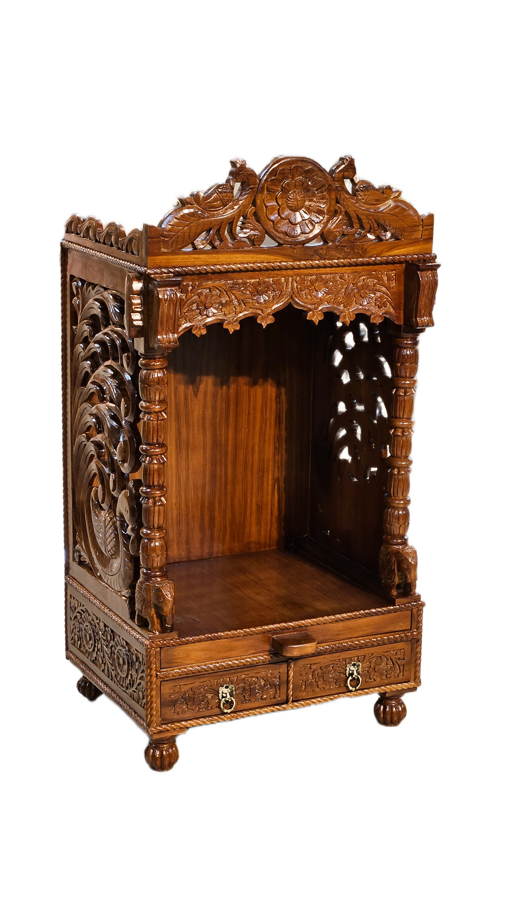 Artistic Wooden Pooja Temple for Living Spaces