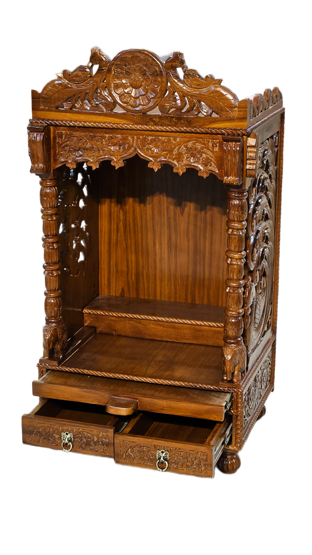 Artistic Wooden Pooja Temple for Living Spaces