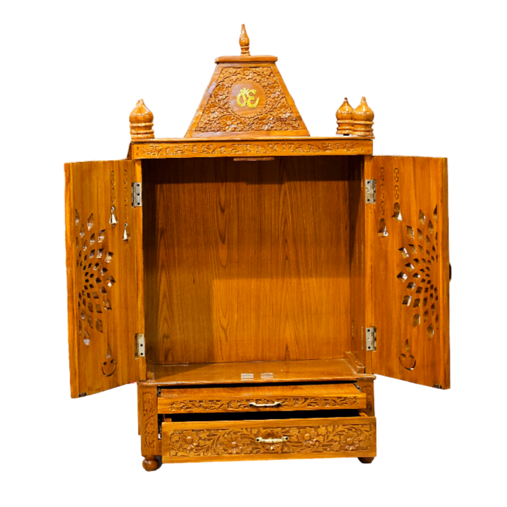 Modern Wooden Mandir with Smooth Polish