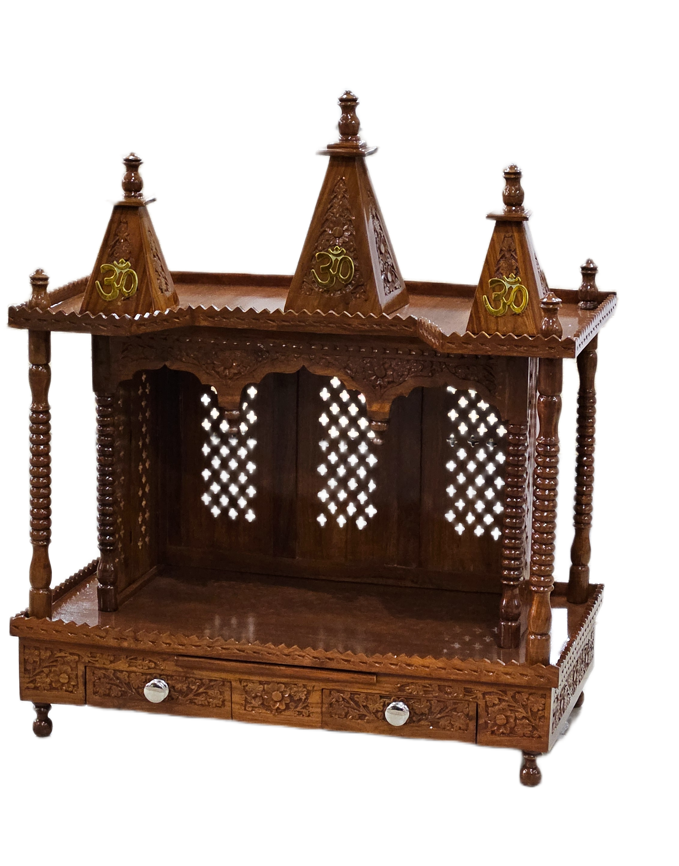 Premium Handmade Wooden Temple with Storage Options