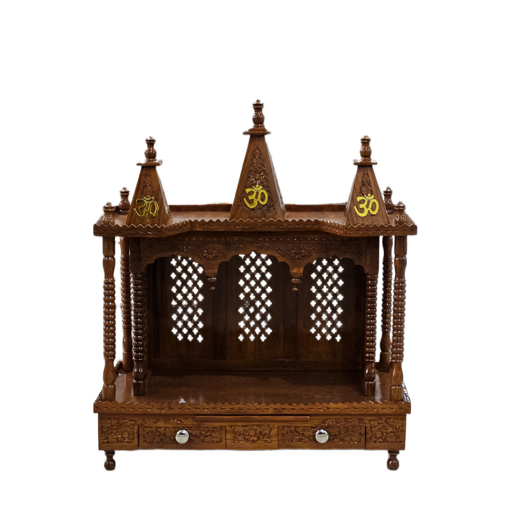 Premium Handmade Wooden Temple with Storage Options