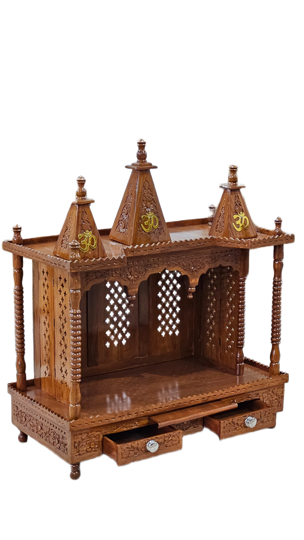 Premium Handmade Wooden Temple with Storage Options