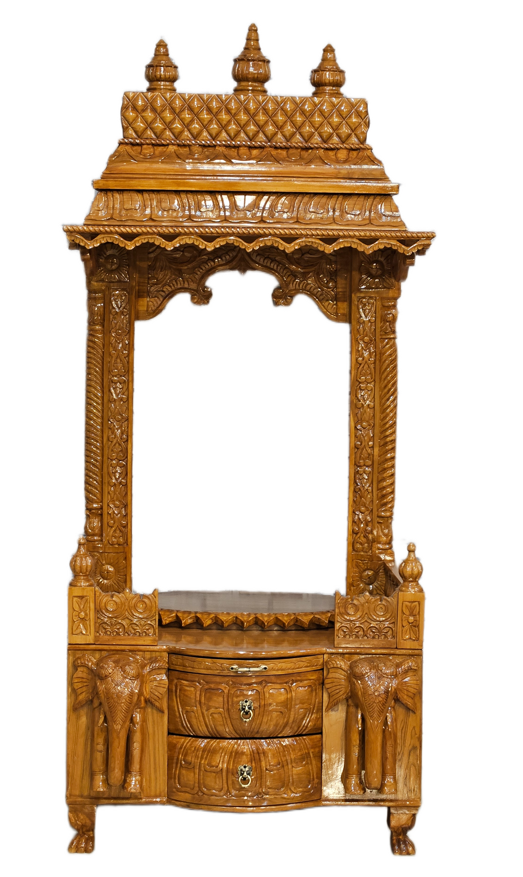 Classic Wooden Pooja Mandir with Ornamental Design