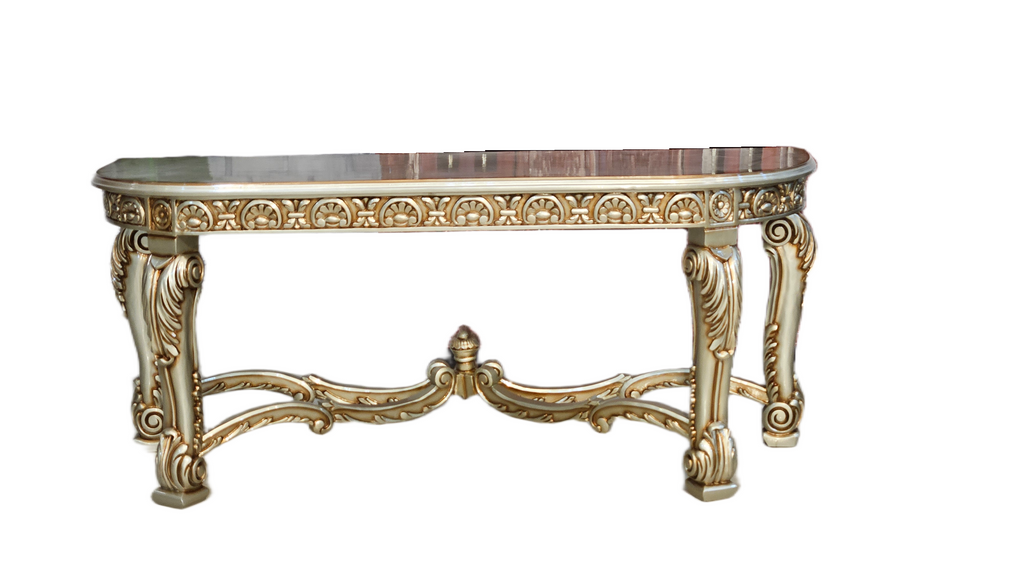 Luxury Solid Wood Console Table with Royal Handcrafted Floral Carvings