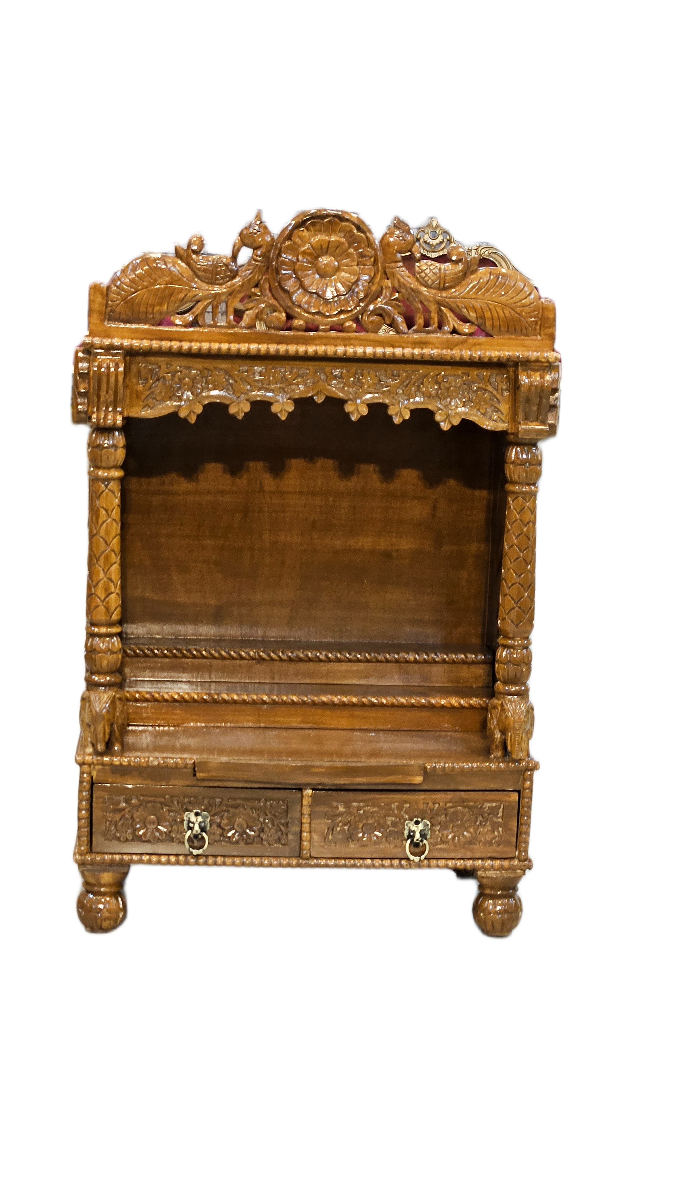 Elegant Home Pooja Mandir in Wooden Finish