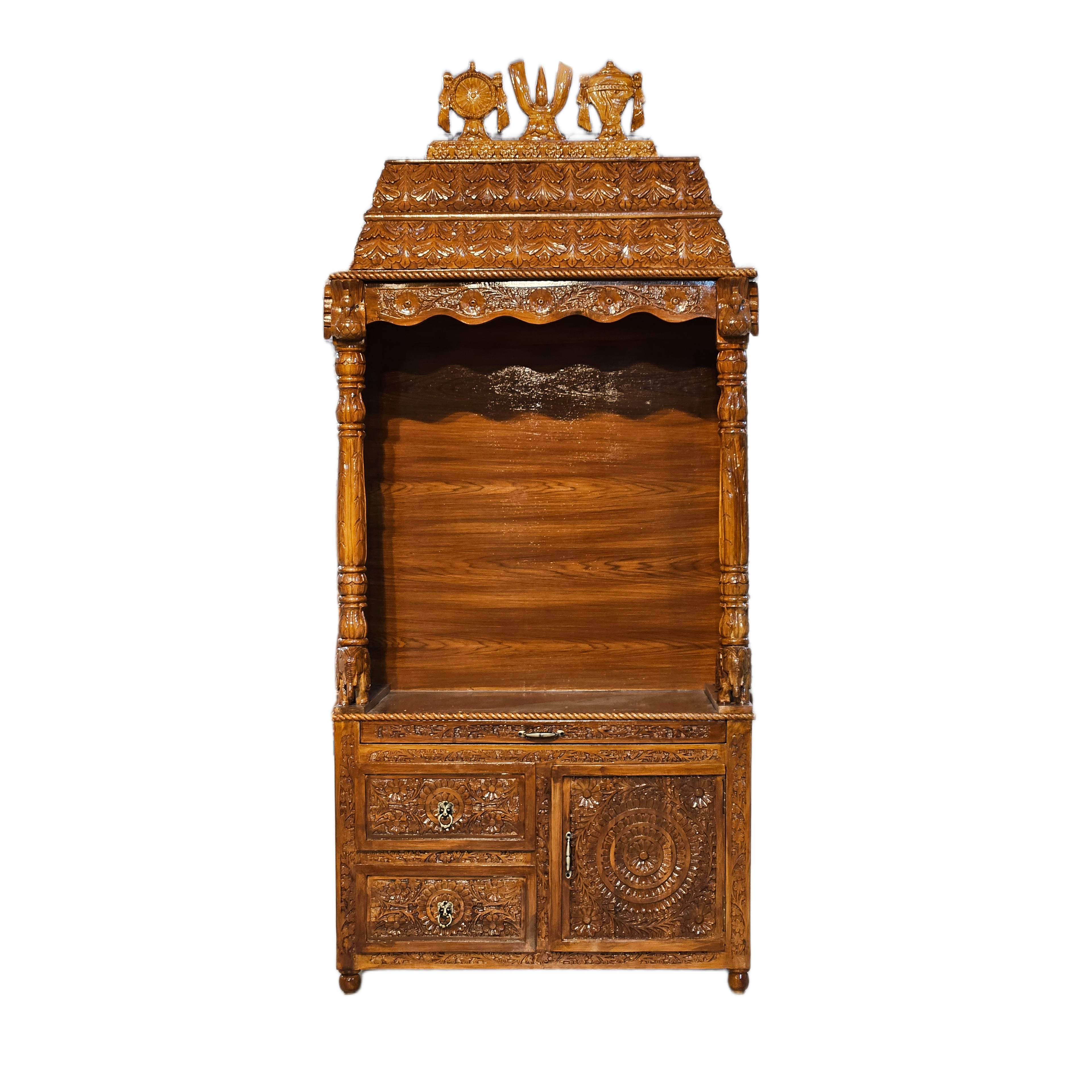 Artistic Wooden Pooja Temple for Living Spaces