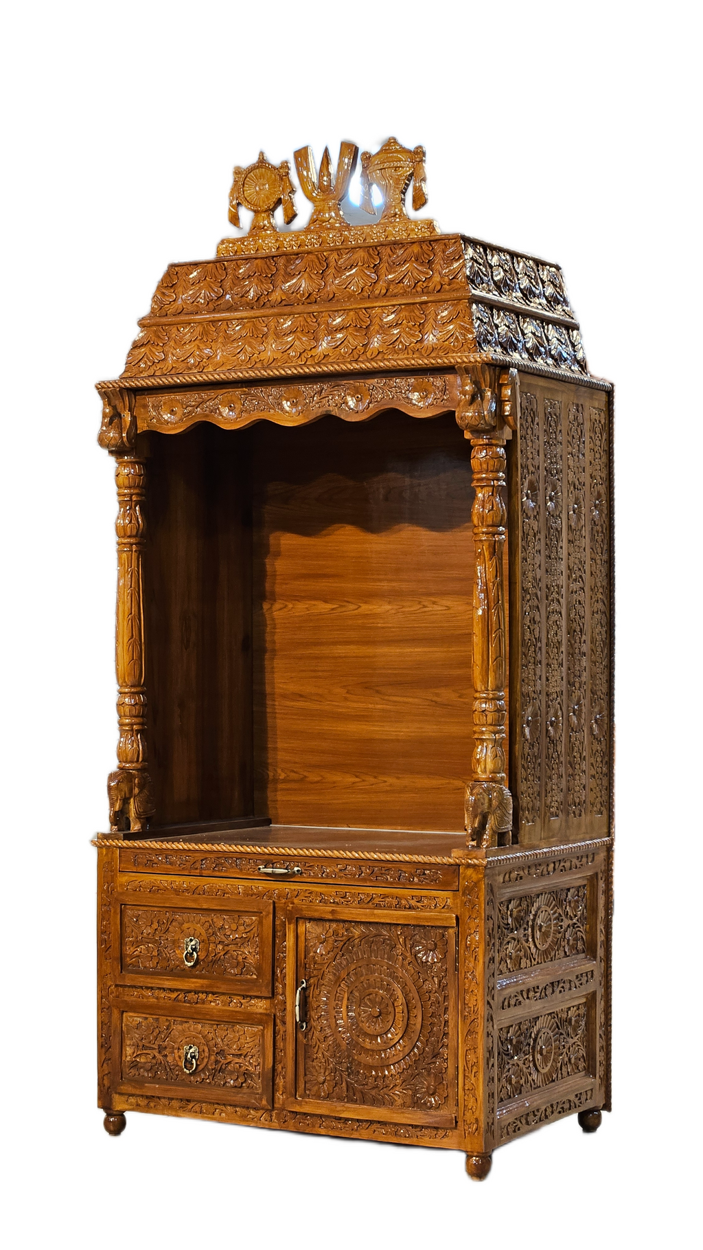 Artistic Wooden Pooja Temple for Living Spaces
