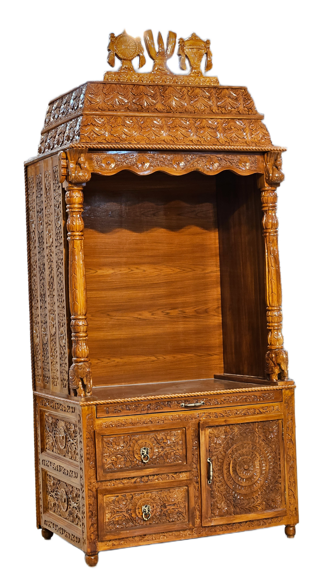 Artistic Wooden Pooja Temple for Living Spaces