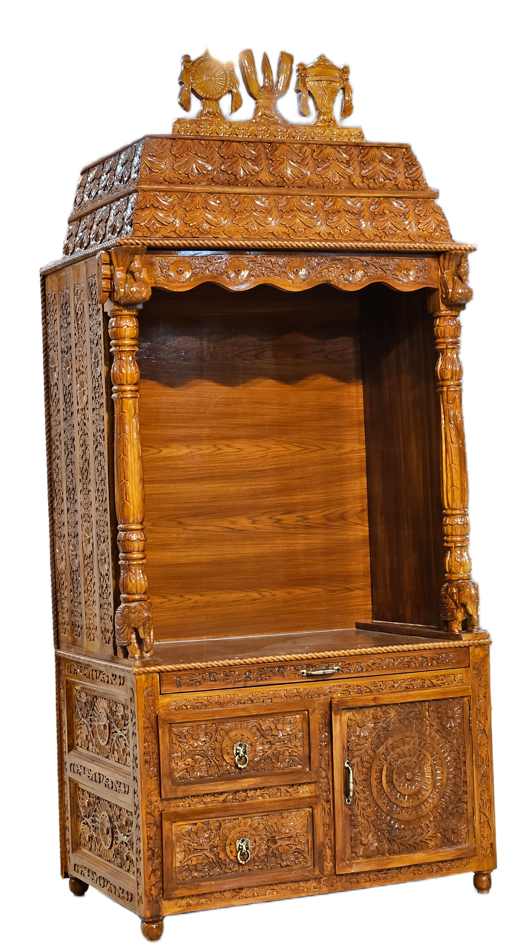 Artistic Wooden Pooja Temple for Living Spaces