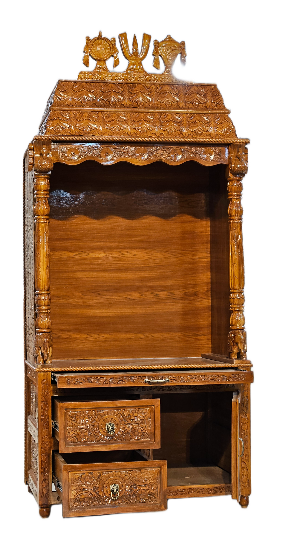 Artistic Wooden Pooja Temple for Living Spaces