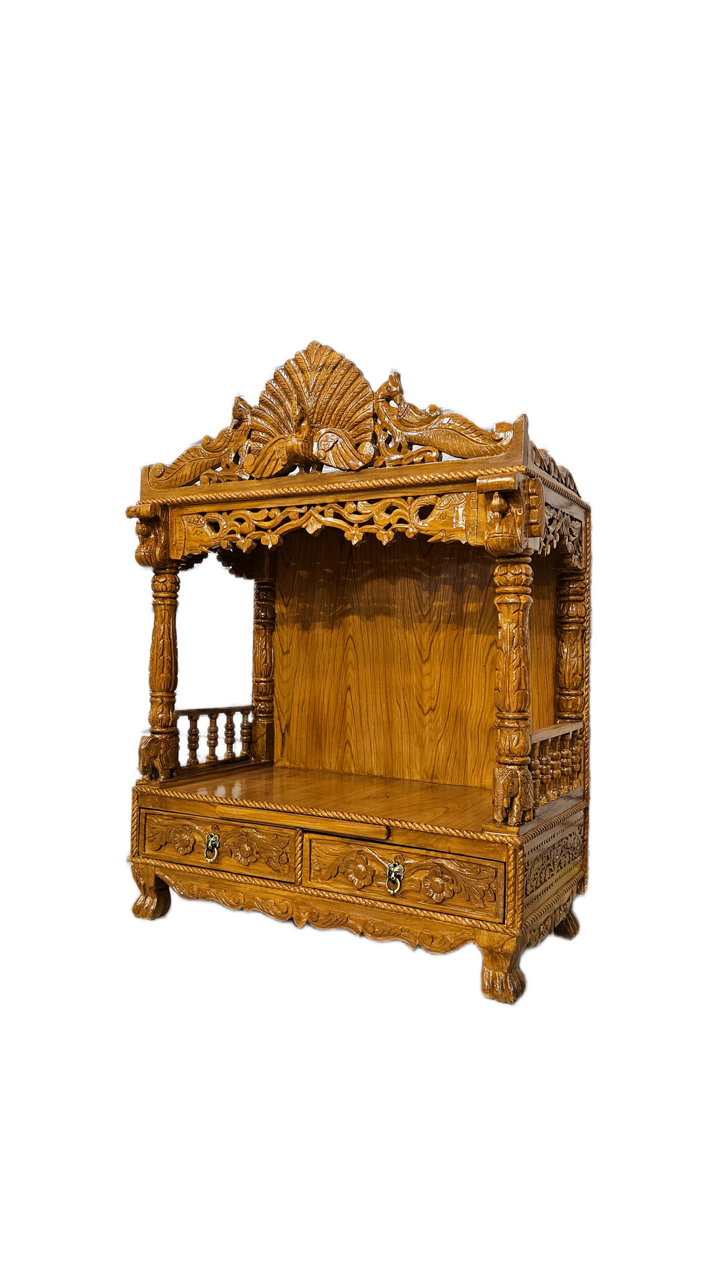 Classic Wooden Pooja Mandir with Ornamental Design