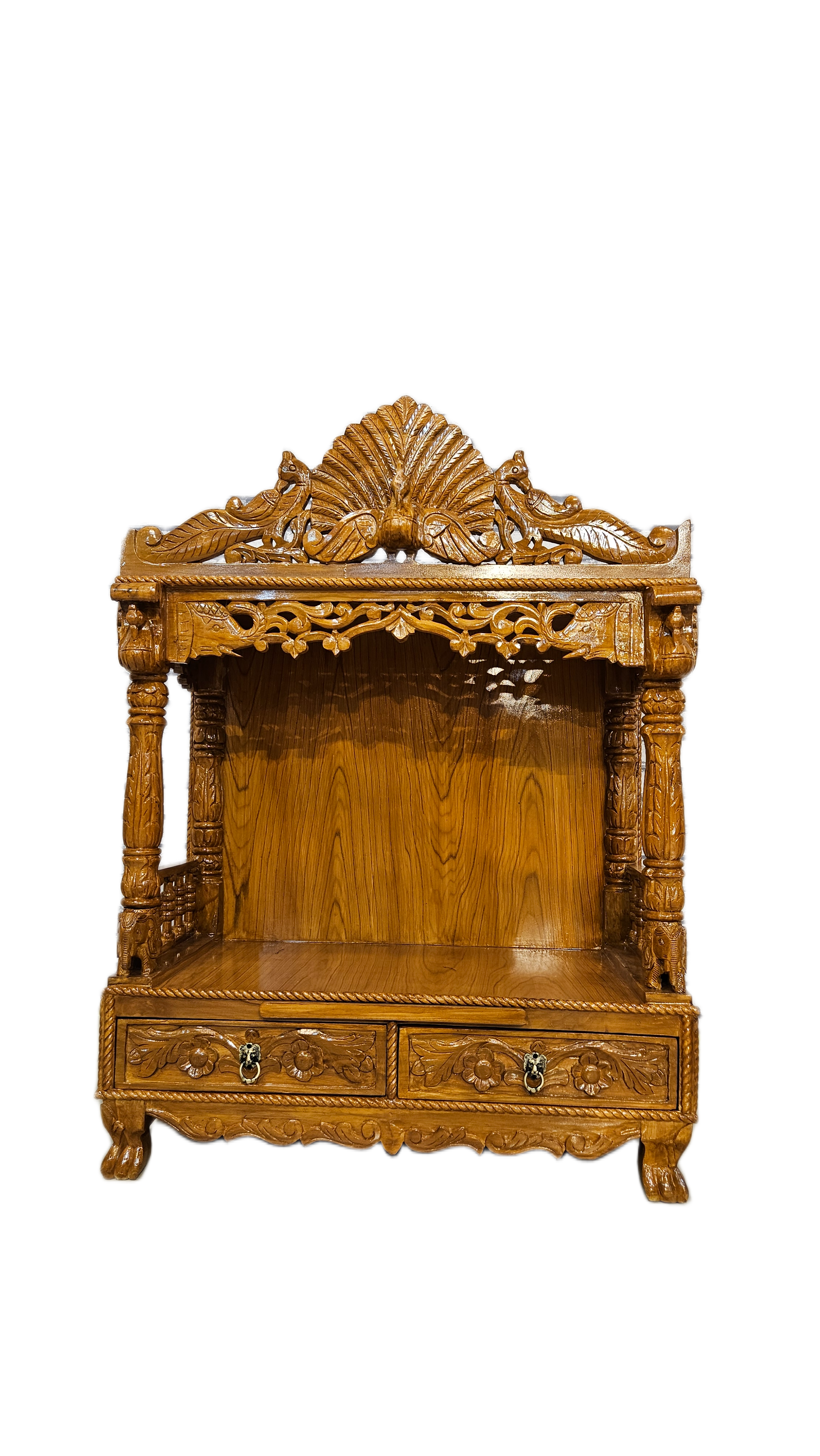 Classic Wooden Pooja Mandir with Ornamental Design