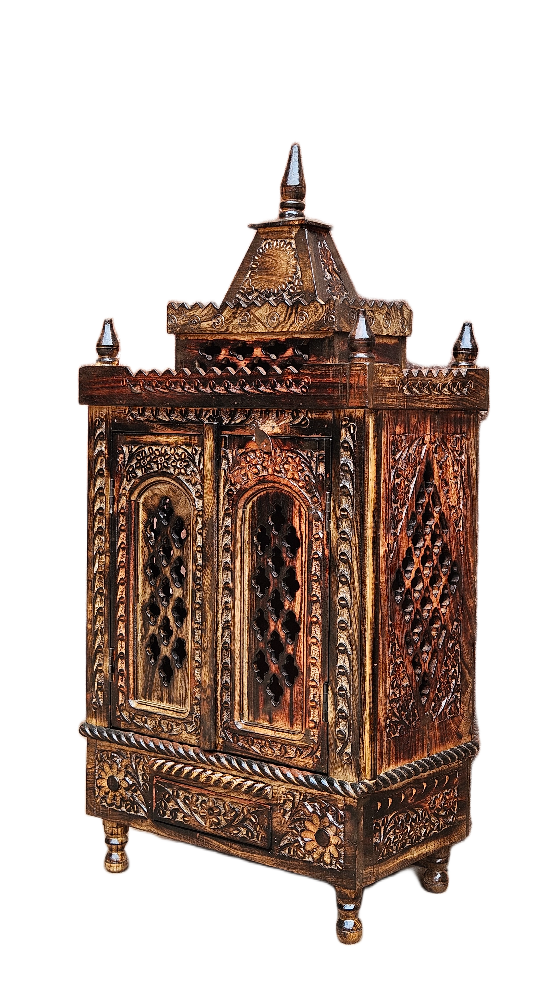 Elegant Wall Mounted Pooja Mandir in Wooden Finish
