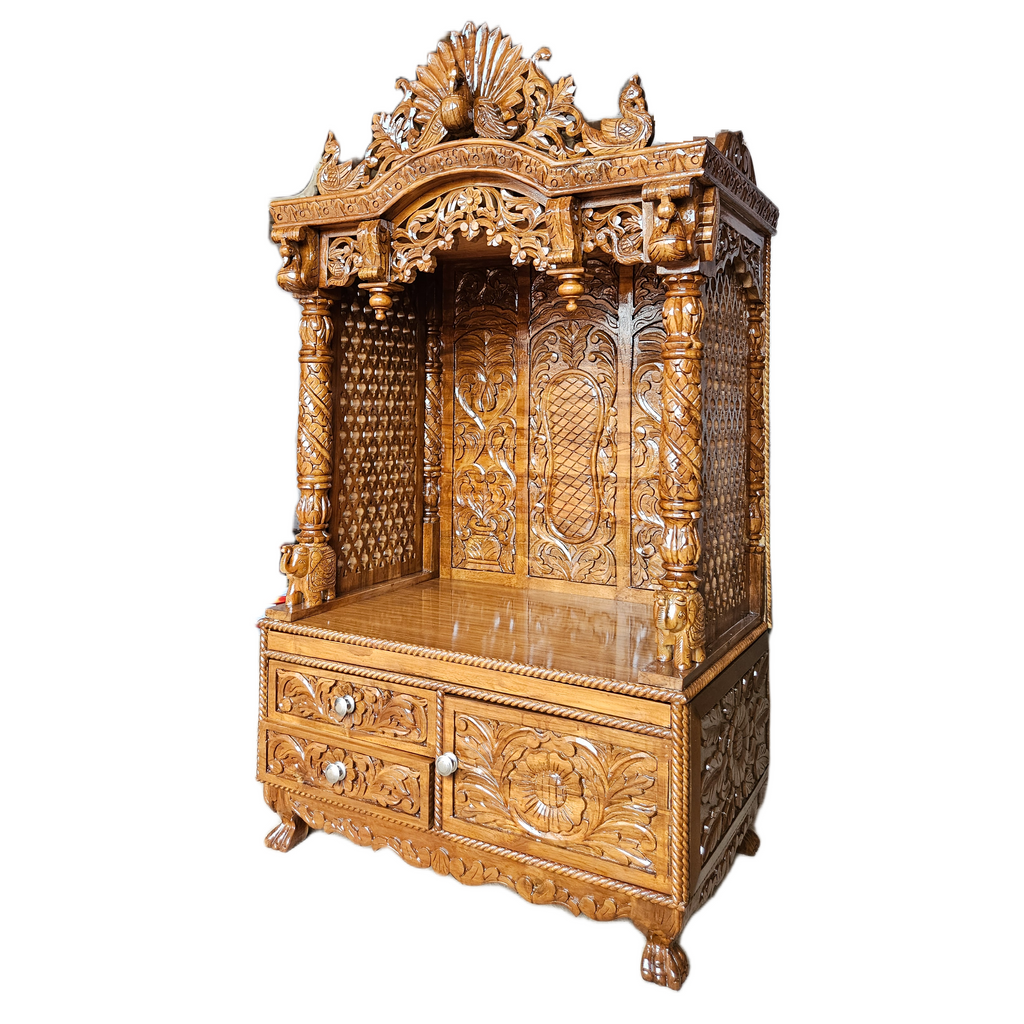 Modern Wooden Mandir with Smooth Polish
