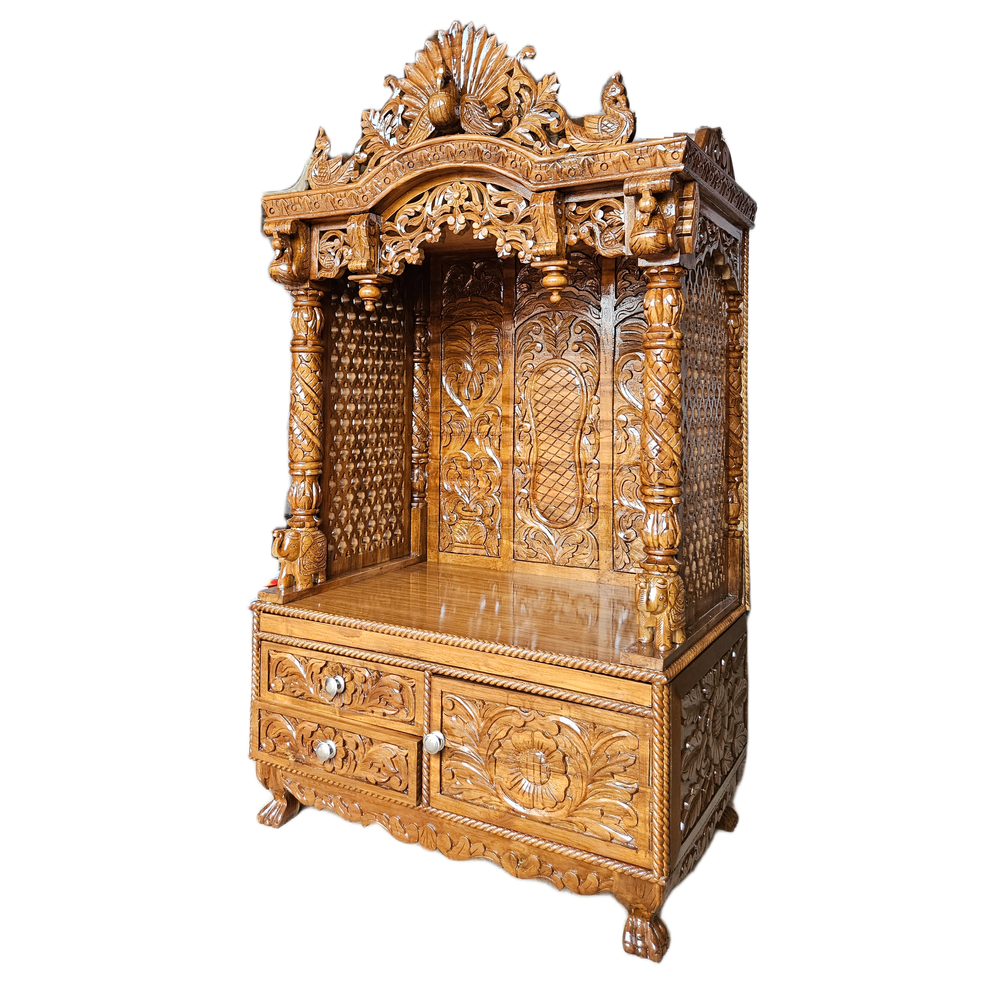 Modern Wooden Mandir with Smooth Polish