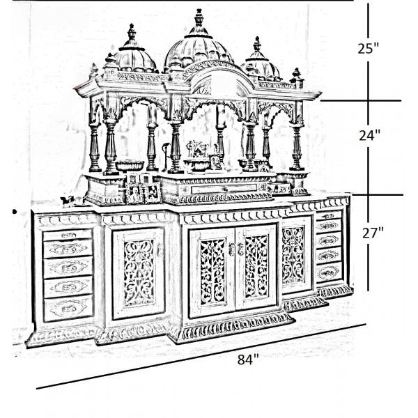 Handcrafted Wooden Mandir for Home | Traditional Pooja Temple with Carving