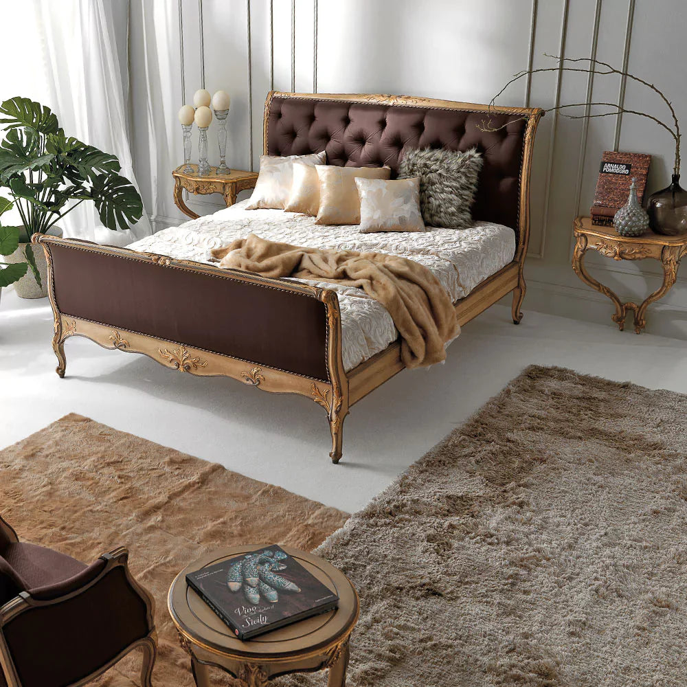 Antique Wooden Bed with Hand Elegance