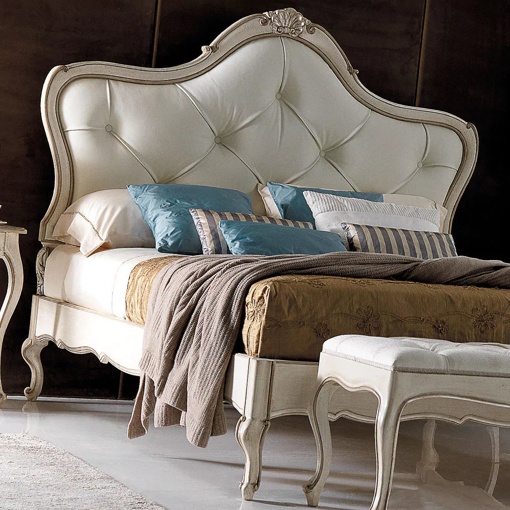 Classic Handcrafted Wooden Bed with Detailed Carvings