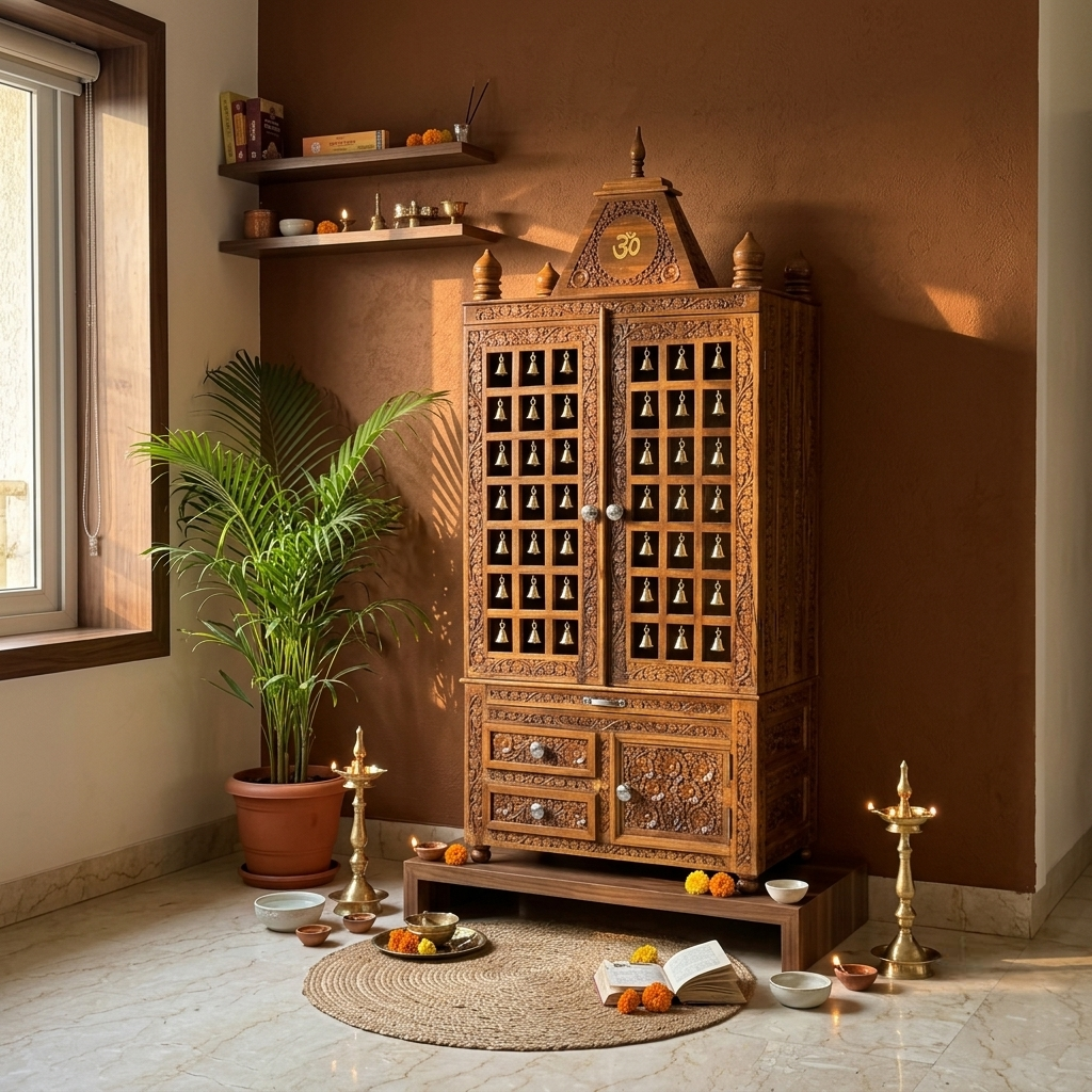 Elegant Wooden Temple for Office & Home Interiors