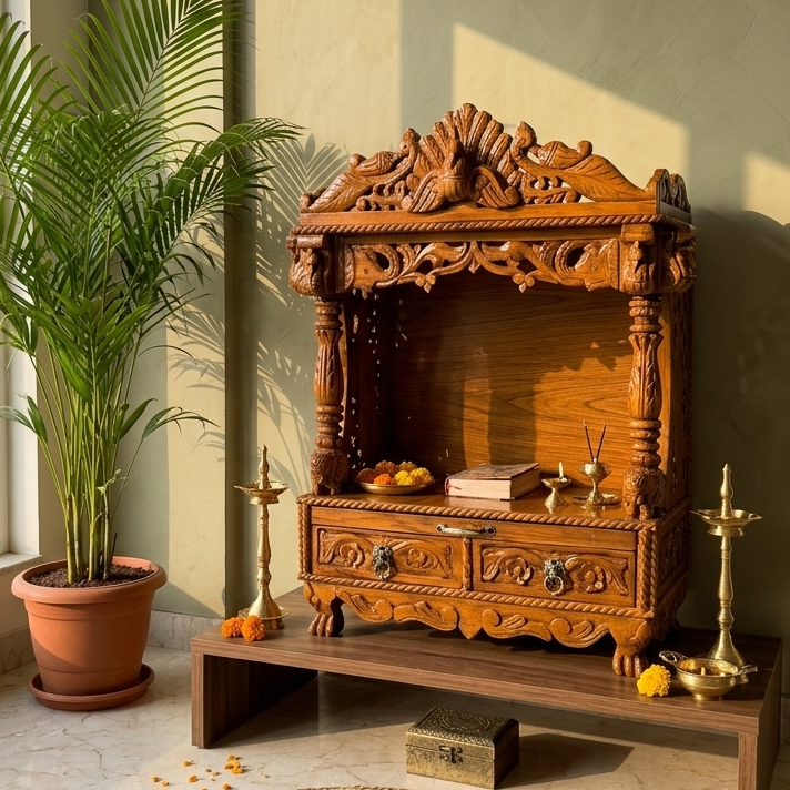 Premium Handcrafted Mandir with Intricate Carvings
