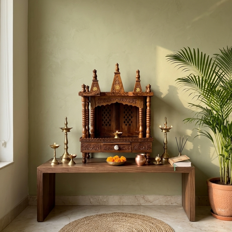 Elegant Wooden Temple for Spiritual Corners