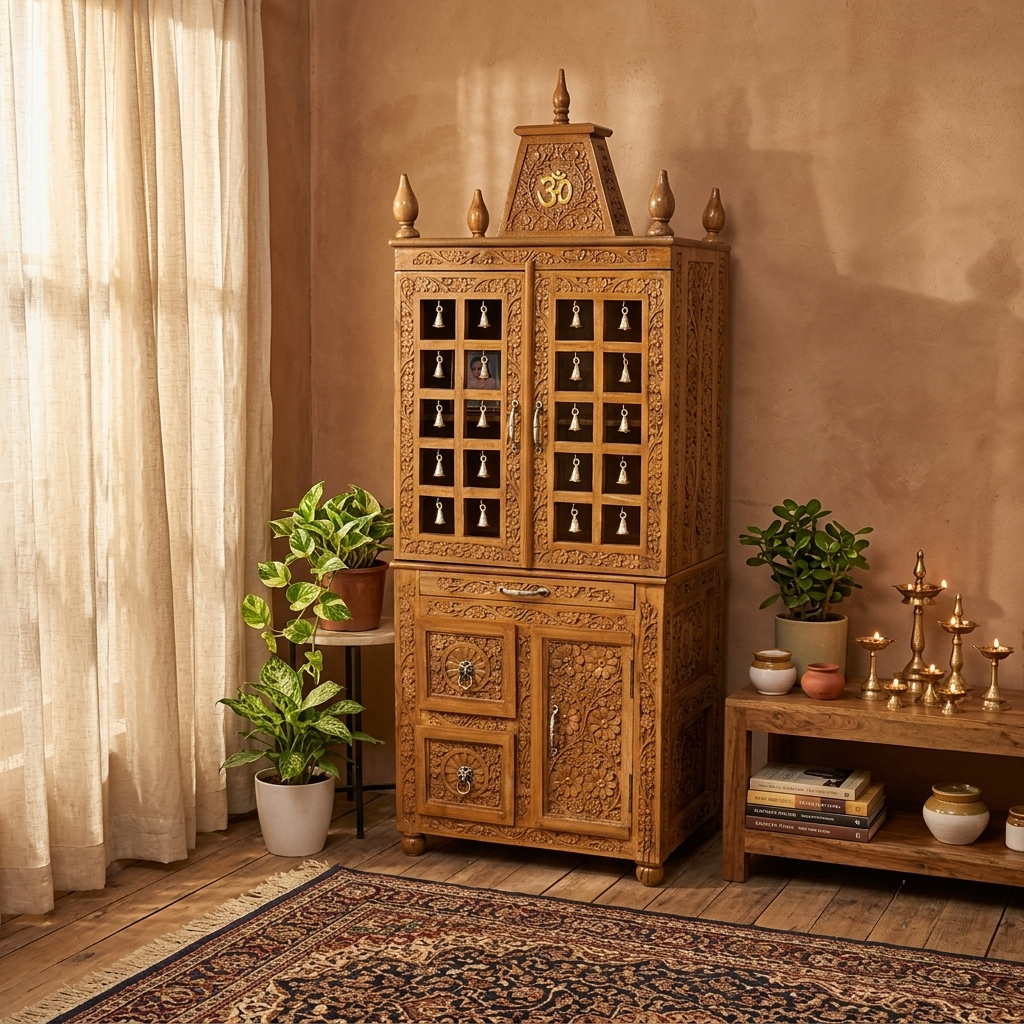 Brass Bells Mandir with Storage