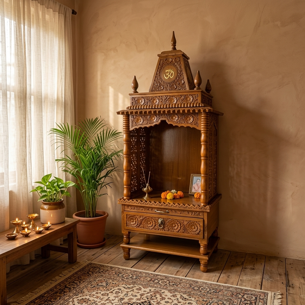 Luxury Wooden Temple with Spacious Prayer Area