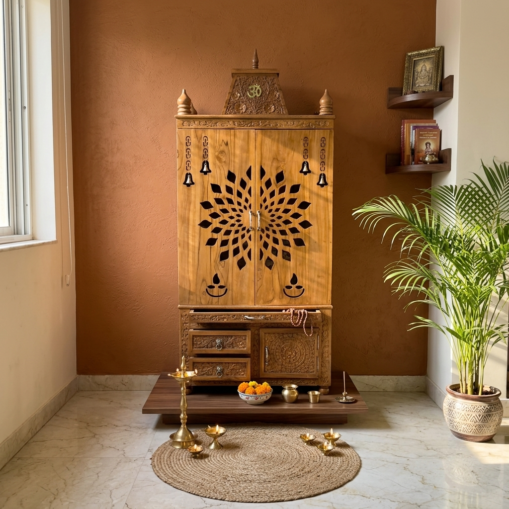 Elegant Wooden Temple for Office & Home Interiors