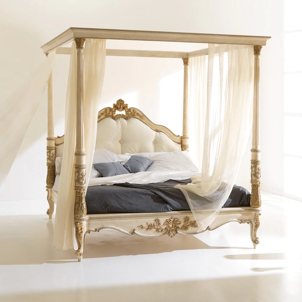 Luxury Handcrafted Four Poster Bed | Ornate Wooden Bed